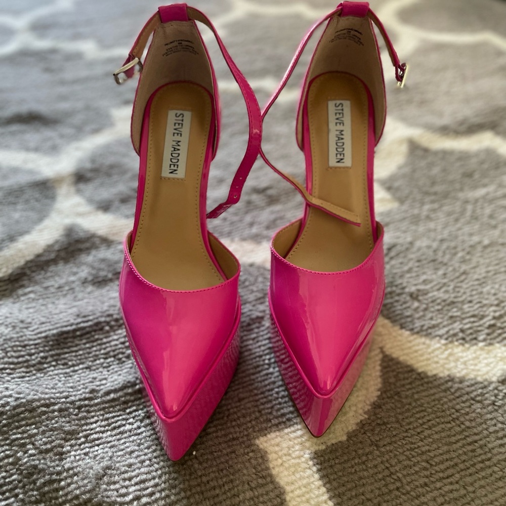 COPY - Steve Madden hot pink patent leather platform heels